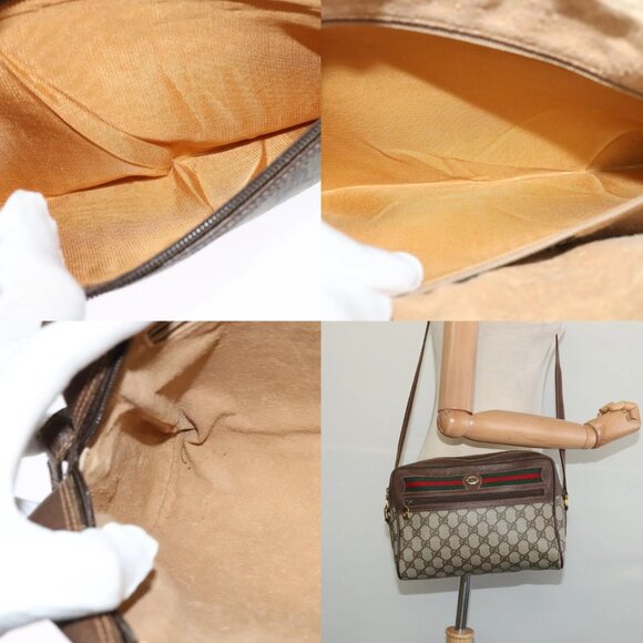 VGUCCI GG Supreme Web Sherry Line Shoulder Bag PVC Beige 56 02 088 Auth 131583 - Picture 13 of 14